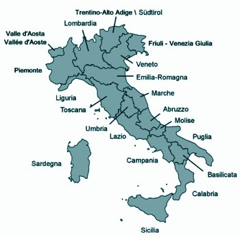 Mappa delle regioni italiane: seleziona la regione per filtrare gli annunci